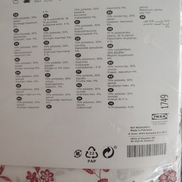 Pr IKEA Hassleklocka Red Floral Sheer Cotton Tie Top Curtain Panels - Picture 3 of 8